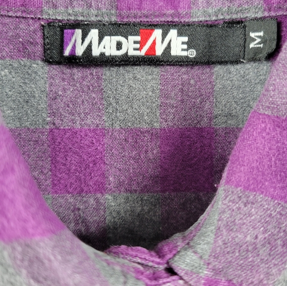 Retro Y2K MadeMe Buffalo Check Plaid Flannel Button Down Shirt Purple - Picture 13 of 14